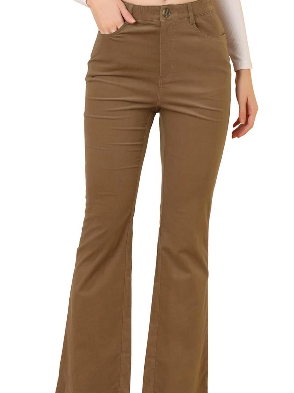 High-Waist Flare Pants in Brown